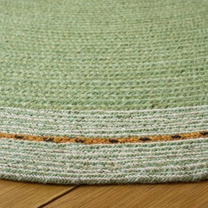 Round Braided Jute Area Rug Solid Green Color Non-Slip Rubber Backing Modern Style Living Room Flat Pile Thin Thickness - Product Image 2
