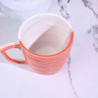 Set Cangkir Keramik Ember Kissed Red Earthstone Isi 2 - Mug Kopi Berlapis Kaca Aman untuk Microwave dengan Gagang