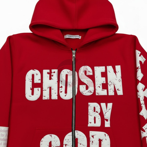 Sudadera con capucha OEM para hombre, con cremallera, estampada, 100% algodón, forro polar, cómoda, estilo urbano, lavado ácido 2026 - Product Image 3
