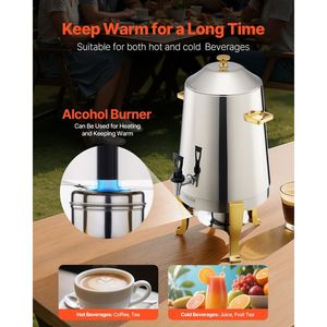 Dispenser per Bevande in Acciaio Inox da 3,4 Galloni con Bruciatore ad Alcool, Erogatore di Bevande Calde e Fredde con Rubinetto, Dispenser Premium - Product Image 4