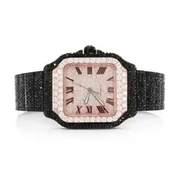 Jam Tangan Pria Mewah Mekanik Berkualitas Tinggi Baja Anti Karat Antik Sederhana Dial Romawi Moissanite VVS Custom Hip Hop Berlian