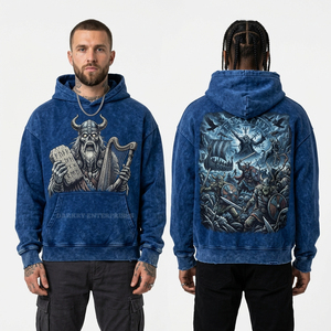 Sweat-shirt graphique pour homme, personnalisé, épais, violet, style streetwear, vintage, délavé à l'acide, effet vieilli, à capuche, Undead Winter Ice Fest - Product Image 4