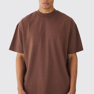 Camiseta de Algodón de Color Sólido para Hombre, Cuello Redondo, Manga Corta, Corte Holgado, Estilo Casual, Tejido de Punto Jersey, Ecológica, 300g, Diseño Liso Teñido - Product Image 4