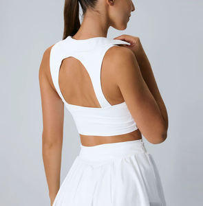 Top Elegante para Mujer, Casual, Sin Mangas, Color Marrón Sólido, Tejido de Poliéster Ligero y Transpirable, 120g, Largo Regular - Product Image 1