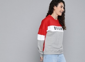 Sudadera de Mujer con Bloques de Color, Cuello Redondo, Manga Larga, Mezcla de Algodón, Top Informal Transpirable para Otoño, con Estampado de Letras en la Parte Delantera - Product Image 6