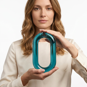 Artistic Waterproof Hand Modeled <b>Resin</b> Chain Teal Irregular Shape <b>Sculpture</b> Fashion Home Decor Collectible Piece Handmade - Product Image 1