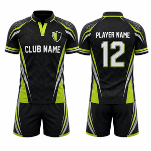 Camiseta de Fútbol MEGAMAPLE con Nombre del Club, Unisex, Sin Mangas, Cuello en V, para Adultos, Verde, Blanco y Dorado, Impresión por Transferencia de Calor, Transpirable, de Poliéster - Product Image 1