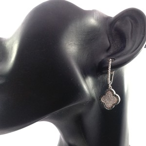 1.57 Cttw Round Cut White & Color Enhanced Blue Natural Diamond Clover Drop <b>Dangle</b> <b>Earrings</b> for Women in 925 Sterling <b>Silver</b> - Product Image 2