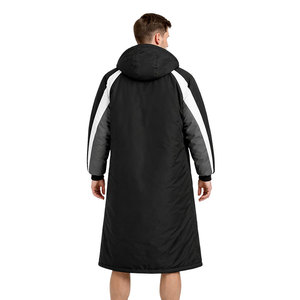 High Quality OEM Men's Long Swim Parka Black Waterproof Windproof Thermal <b>Lined</b> Hooded <b>Coat</b> Swimmers Training Outdoor Use - Product Image 5