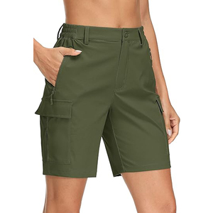 Shorts cargo de randonnée pour femmes, 7 pouces, séchage rapide, légers, pour le golf, athlétiques, décontractés, tendance, avec 5 poches, élastiques, boutonnés - Product Image 1