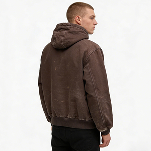 Sweat-shirts à fermeture éclair pour hommes, haute qualité, 100% coton, surdimensionnés, logo personnalisé imprimé, technique de lavage à l'acide, pour l'hiver, prix abordable - Product Image 2
