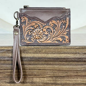 Cartera Mini de Cuero Genuino de Calidad Extrema con Cremallera, Grabado Floral, Portamonedas y Tarjetero para Tarjetas ATM, Tipo Clutch de Muñeca para Mujer - Product Image 4
