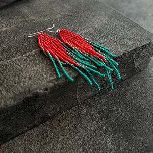 Pendientes de Cuentas, Pendientes con Flecos, Pendientes Rojos, Pendientes Turquesa, Joyería Boho, Pendientes Hechos a Mano, Pendientes de Cuentas Pequeñas para Mujer - Product Image 6