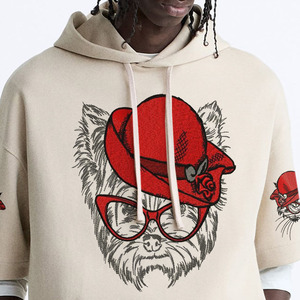 Conjunto de Sudadera con Capucha y Pantalones Cortos de Algodón de Alta Calidad, Sudadera con Capucha y Pantalones Cortos Oversize con Hombros Caídos para Hombre - Product Image 4