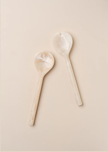 Premium Resin Salad Servers <b>Marbled</b> Finish Serving Spoons Elegant Wavy Handle Decorative Dining Utensils <b>dinnerware</b> - Product Image 4