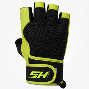 Gants de fitness couleur lime pour hommes avec impression personnalisée, fermeture Velcro, légers, anti-plis, pour la gym et l'entraînement - Product Image 1