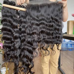 ENVÍO RÁPIDO Camboyano 100% Natural Remy Virgin Cierre Extensiones de cabello ondulado recto 100g Paquete - Product Image 3