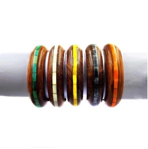 ANAM OVERSEAS Designer Bone Inlaid <b>Shell</b> Main Stone Wooden Women's Bangle Set Sustainable Fashion Jewelry Party Gift - Product Image 1