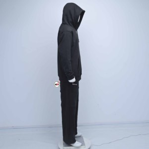 Conjunto Deportivo de Algodón Negro para Hombre, con Capucha, Manga Larga, Estilo Casual para Otoño, Corte Holgado, con Logotipo de Signo de Interrogación Estampado en la Parte Delantera - Product Image 4