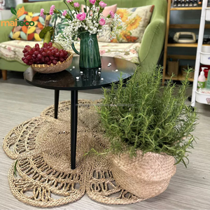 Alfombrillas de mimbre Natural resistentes al calor, alfombra de jacinto de agua hecha a mano, paja trenzada, tradicional elástica, lavable, decoración del hogar - Product Image 5