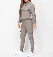 Ensemble de survêtement d'hiver deux pièces pour femme, à capuche, en molleton Spandex/Coton, léger, respirant, imperméable, personnalisable