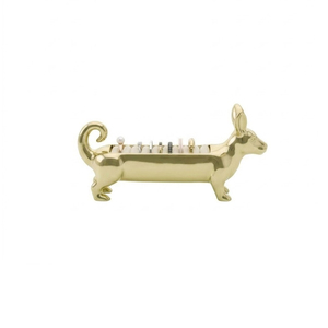 Soporte para Anillos de Perro de Latón Pulido con Base Acolchada de Terciopelo, Soporte de Joyería de Metal Fundido y Organizador de Tocador para Decoración del Hogar y Regalos - Product Image 1