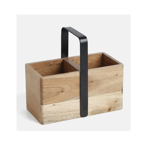Support de rangement rectangulaire en bois fait main, style rustique, à un seul niveau, pour couverts et ustensiles de table – Vente en gros - Product Image 3