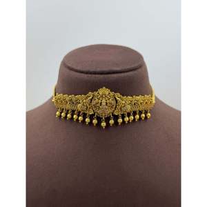 Indian Ethnic Pallavi South Temple Choker <b>Set</b>-Gold Plated CZ <b>Bridal</b> & Festival <b>Jewelry</b> - Product Image 2