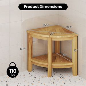 Banc de douche moderne de luxe en teck avec étagère de rangement, chaise de douche écologique pour hôtels, hôpitaux et appartements - Product Image 6