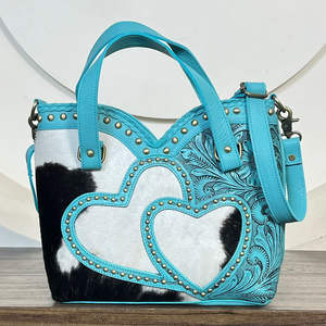 Sac fourre-tout pour femme en cuir Hairon fait main, motif cœur tendance avec clous métalliques, sac à bandoulière haut de gamme pour boutique - Collection March Expo - Product Image 5