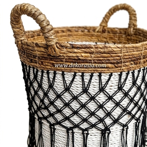 Cesta de plátano de cuerda tejida natural, ecológica y moderna, multifuncional, decorativa para el hogar, caja de almacenamiento con asa, precio al por mayor, Candy - Product Image 3
