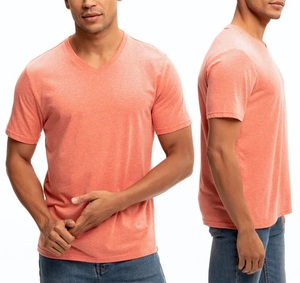 T-shirt décontracté à manches courtes en twill pour homme, style européen et américain, col en V, couleur unie, grande taille, 180 grammes, coupe ample, anti-boulochage, 3D - Product Image 5