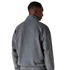 Conjunto de Chaqueta y Pantalones Deportivos para Hombre, Estilo Urbano, de Algodón, con Cuello Alto y Cierre de Cremallera, Color Gris Lavado, Tejido Acanalado - Product Image 5