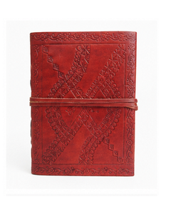 Cuaderno de Cuero Vintage Hecho a Mano |   Diario de cuero genuino repujado con correa envolvente |   Libreta de Viaje Rústica con Páginas en Blanco - Product Image 1