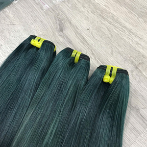 มัดผมตรงจากกระดูกสีเขียวเข้ม | ผมมนุษย์เวียดนามแบบสองชั้น - Product Image 1