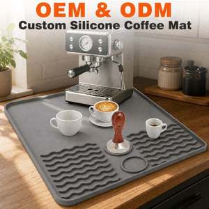 Easy to Clean Espresso Barista Station Tool Tamper <b>Mat</b> With Slots <b>Drain</b> Custom Soft Coffee Machine Countertop <b>Mat</b> - Product Image 3