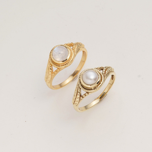 Natural Pearl Ring in <b>Gold</b> Finish Vintage Bezel <b>Set</b> Statement Ring Elegant Handmade Jewelry for Women Gift - Product Image 5