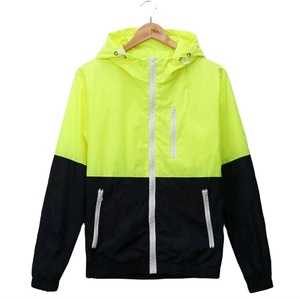 Veste coupe-vent pour homme, légère, à blocs de couleur, à capuche, imperméable, veste de sport décontractée, orange, marine, gris, vert, OEM personnalisé - Product Image 1