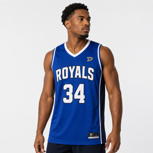 Camiseta sin mangas con cuello en V de los Royals de Baloncesto para hombre, 240 g/m², 100 % poliéster, malla transpirable, ropa deportiva. - Product Image 3