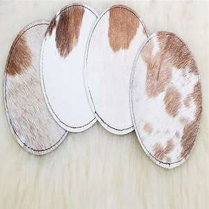 Cowhide <b>Coaster</b> Set of 6 pcs Natural Cowhide <b>Drink</b> <b>Coasters</b> Hair On Leather Round <b>Coasters</b> - Product Image 5