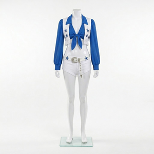 ชุดเชียร์ลีดเดอร์คุณภาพสูง 3 ชิ้น เสื้อคลุมบอเลโร กางเกงขาสั้น พร้อมถุงเท้า ราคาขายส่ง OEM - Product Image 3