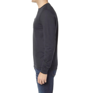 เสื้อสเวตเชิ้ตแขนยาวคอกลมสีกรมท่าเข้มสำหรับผู้ชาย ทรงปกติ สีพื้น มีกระเป๋า - Product Image 2