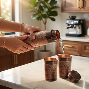 Bouteille d'eau ayurvédique moderne en cuivre pur à 100 % de qualité supérieure, écologique, anti-fuite, pour la consommation quotidienne, les voyages et la maison, sans BPA - Product Image 4
