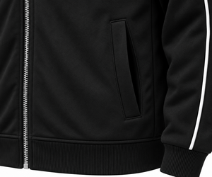 Survêtement unisexe noir avec veste zippée et pantalon de jogging, couleur unie, poches latérales, coupe classique, idéal pour l'automne - Product Image 4