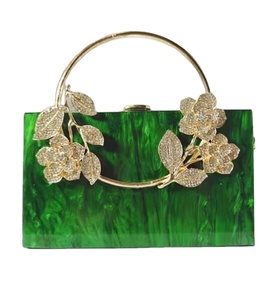 Bolso de cena de vestido de diamante Resina epoxi hojas flor círculo mano-mano bolso de moda con precio asequible - Product Image 1