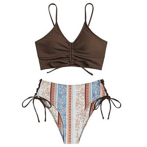 Ensemble de bikini pour femme tendance à prix abordable, dernier style, en matière unie, avec faible MOQ - Product Image 1
