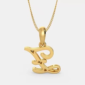 Personalized Gold Alphabet <b>Pendant</b> with Diamond <b>Initial</b> Letter F Charm Gift Jewelry for Women - Product Image 2