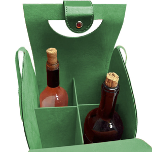 Boîte de rangement portable avec logo personnalisé Porte-vin de luxe en cuir PU avec 4 bouteilles Fourre-tout étanche pour le vin et les bouteilles de camping - Product Image 5