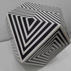 Table à tiroirs en os incrusté de la marque ILAHI, design moderne, détails en agate, rangement à trois niveaux, meuble portable pour la maison - Product Image 1