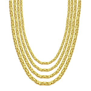 18K Gold Plated Link Chain Necklace Zinc Alloy Unisex Vintage Daily Wear Jewelry with Topaz for Women - Product Image 3